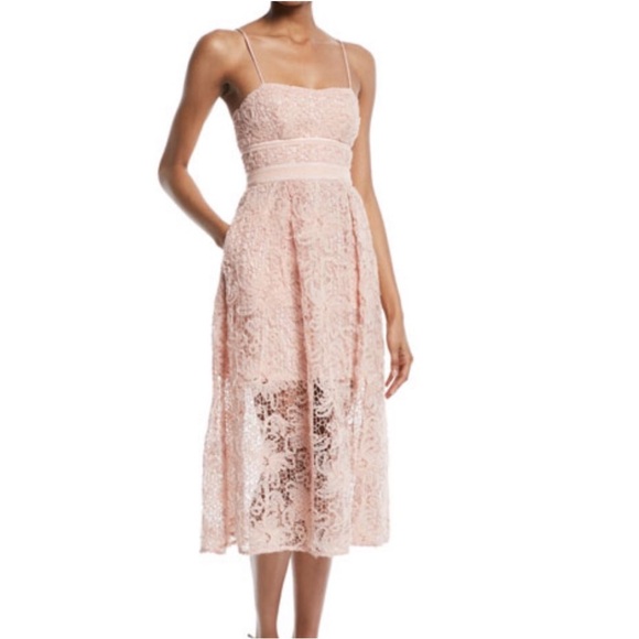 Self Portrait Floral Lace Sleeveless MIDICocktail Dress in Blush NWOT